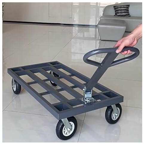 Faltbarer Plattformwagen, Handwagen mit verstellbarer Höhe und drehbarem Griff für Zuhause, Büro, Lebensmittel, Garage & Industrie