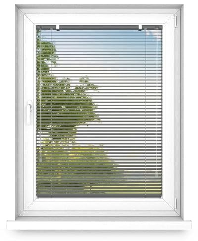 time4blinds - Jalousien Fenster Innen ohne Bohren - Alu Jalousie - Aluminium Rollos für Wohnzimmer, Schlafzimmer, Küche, Büro - mit Seilführung - Anthrazit, Links, 1400x300