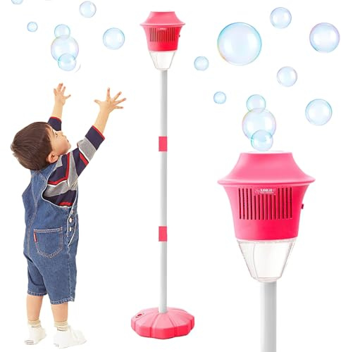 Bubble Torch - Lampada da giardino, macchina per bolle di sapone da esterno con luce e musica, macchina per bolle di sapone elettrica su piantana ricaricabile con 20.000+ bolle al minuto, per feste in