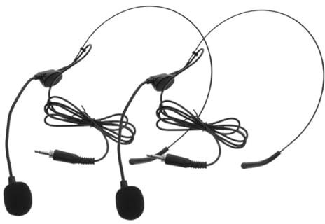 Alipis Microfono a Cuffia 2 Pezzi Spina 3,5mm, Amplificatore Vocale Portatile per Insegnanti e Presentazioni, Struttura in Ferro Nickelato e Cavo in Pvc Nero