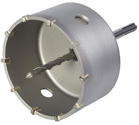 wolfcraft Corona de perforación con broca de carburo y adaptador SDS-Plus I 5490000 I Para instalaciones sanitarias y eléctricas en hormigón, paredes de ladrillo y piedra; profundidad de corte: 46 mm