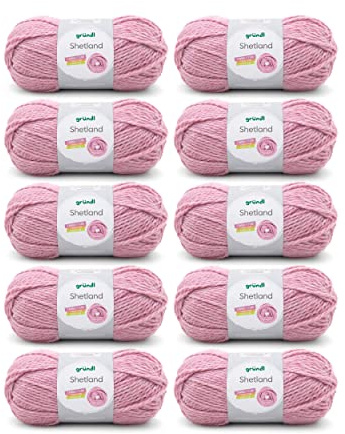 Gründl Wolle Shetland - Winterwolle - 10 Knäuel 100 g, Rose Melange | Dicke Wolle zum Häkeln und Stricken Weich und wärmend - 80 % Polyacryl, 20 % Wolle - 100 g / 170 m - Nadelstärke 7-8