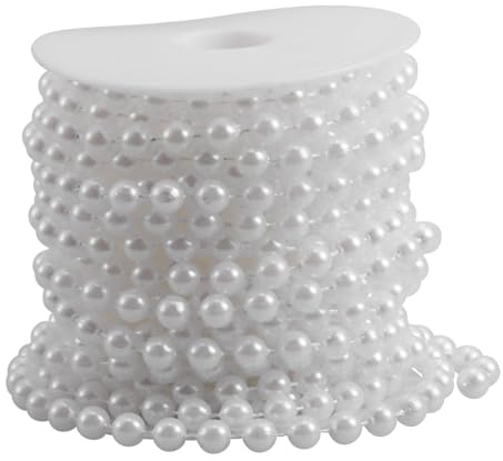 rosenice Perlengirlande 32.81Ft Perlenkette Deko Perlenschnur Band Für Hochzeit Brautstrauß Party Dekoration Weiß 0.31In Perlen DIY Basteln