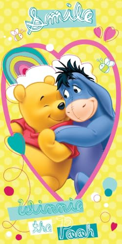 Jerry Fabrics Winnie-The-Pooh Charakter Kinder Schwimmen Strand und Badetücher, Baumwolle, Gelb, 140 x 70 x 0.5 cm, 1 Einheiten