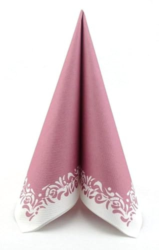 APARTina Airlaid Servietten 50 Stück, stoffähnliche Serviette - ROMANTIQUE, 40 x 40 cm 1/4-Falz, hochwertig & stoffähnlich, Hochzeit Rosa Rose Vintage Tischdeko (Altrosa, 40 x 40 cm)