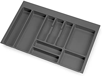 Emuca - Besteckfach für Küchenschublade Vertex/Concept 500, Modul 800 mm, Spanplatte 16mm, Kunststoff, Anthrazitgrau