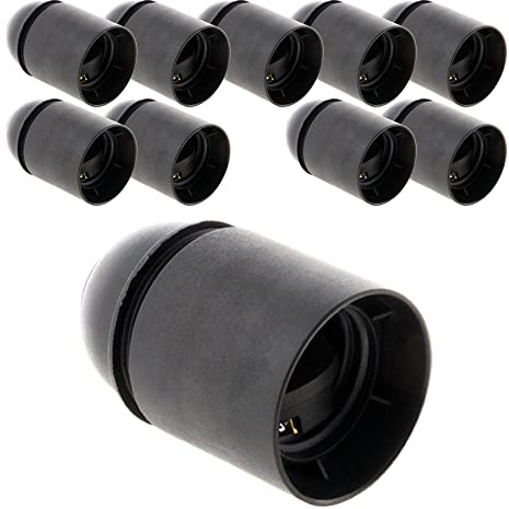 Lot de 10 douilles lisses sans bague E27 - noir - Zenitech