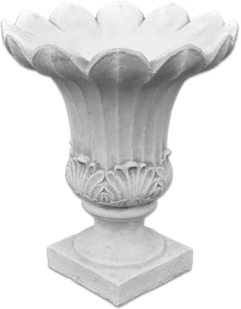 gartendekoparadies.de Blüte als Pflanzvase und Blumentopf Pflanzgefäß aus Steinguss, Grau, Frostsicher für Außenbereich, H. 72 cm, 20 Liter, 72 kg