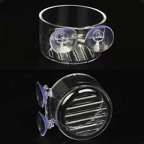 2 Pcs Red Worm Feeder, Acrylic Fish Tank Plant Shrimp Feeding Dish | with Suction, Floating Bloodworm Water Food Dish, Transparent Aquarium Fish Feeding Cup Bowl for Reptiles Shrimp Tropical