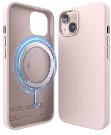elago Magnetische Silikon Hülle für iPhone 13 | Kompatibel mit MagSafe, integrierte Magnete, Schutzhülle, Premium-Silikon (Rosa)