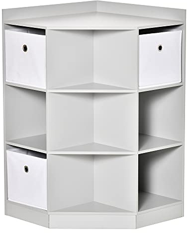 HOMCOM Kids Bookcase, 3 Tier Toy Organiser Storage Unit BookShelf Grey