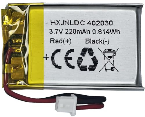 Batería Recargable de polímero de Litio DC 3,7 V 220 mAh 402030 Adecuada para sustituir baterías integradas de 2 Cables en Dispositivos electrónicos de 3,7-5 V y Luces LED.
