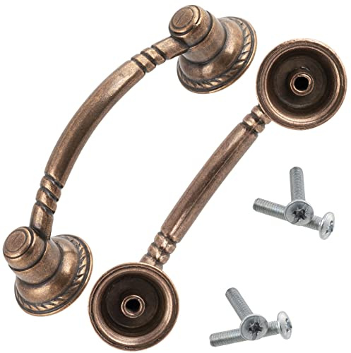AERZETIX - C41614-2er-Set Möbelgriffe vintage achsabstand 64 mm - antik für schrank wandschrank schublade einrichtung dekoration küche wohnzimmer montage - aus metall - finish kupfer antik