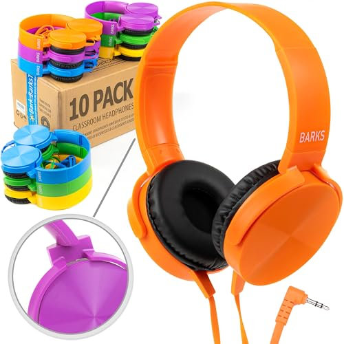 Audífonos de Aula a Granel (Paquete de 10, Colores Mezclados) – Auriculares Premium a Granel para Estudiantes niños K-12, escuelas y Juegos de Clase (Coloridos, duraderos, reducción de