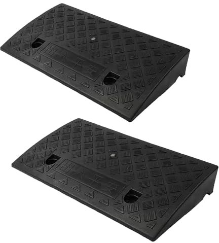 Yqyc 2 Stück Tragbare Leichte Auffahrt Bordsteinrampen Aus Kunststoff, Rampen Für Niedrige Autos, Motorradrampe, Bordsteinrampen (Color : Negro, Size : 50x27x11cm)