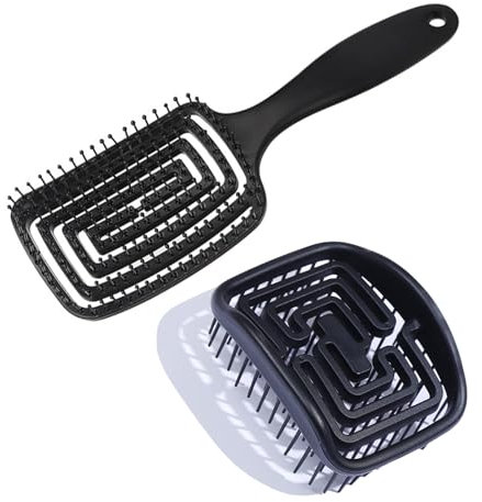 MIUPOO Haarbürste & Scalp Brush für nasses und trockenes, MassageBürste einzigartige Spiralfeder,Kopfhaut Massagebürste Shampoo Bürste,Peeling & Massagegerät,2 Stück,Schwarz