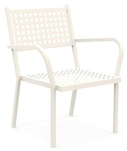 MONDO VIRO Niedriger Sessel aus Metall für den Garten, Alice, stapelbar, 65 x 63 cm, Höhe 77 cm (Perlweiß, 2)