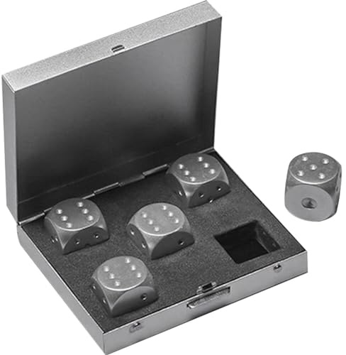 AMOYER 5 Stücke Aluminiumlegierung Würfel -würfel -Set Tragbare Würfel Metal Box Poker Party Spiel Spielzeug Tragbarer Würfel Man 16mm
