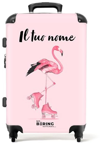 NoBoringSuitcases© Kinderkoffer, Reisekoffer Personalisiert, Kinderkoffer | 72 L - Mädchen, Koffer Groß, Koffer Kinder, Koffer Pink, Rollkoffer Mittelgroß, Koffer Mittelgroß (Flamingo - Rosa 67 cm - )