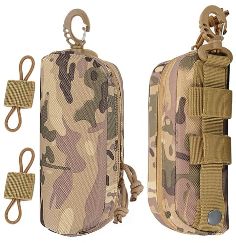 MUCHER 2 Pack Taktisches Brillenetui Molle Brillenetui Stoßfeste Schutzbox Tragbare Brillenetuis Brillen Mit 2 Stück Molle Tasche Schnalle für Outdoor Hiking Hunting Camping Training (Tarnung)