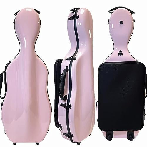 HDYNUZ Bratschenkoffer, Kohlefaser, verstellbar, 15–17 Zoll, Bratschenkoffer, leichter Rucksack, wasserdicht, leicht, einfach zu tragen, mit Bodenrad und Notentasche (Color : Pink)