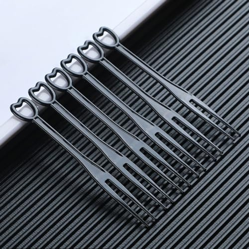 1000PCS Disposable Plastic Fruit Forks, Cake Forks, Mini Cocktail Tasting Forks, ThickenedForks for Fruits, Desserts, Cheese Cubes, Snacks (Black)