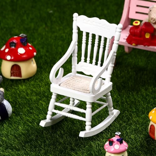 Generic 1:12 Mini-Schaukelstuhl Puppenhaus Holzschaukelpferd Kinderzimmermöbel Miniatur-Puppenhaus-Schaukelstuhlmodell Für Puppenhausdekorationen
