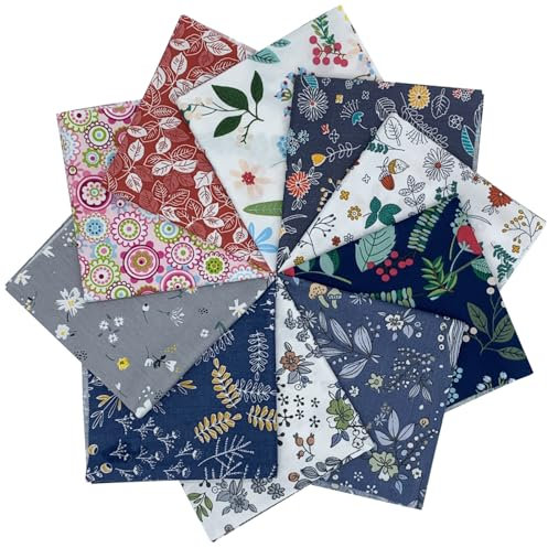 EDGEAM Stoffe zum Nähen 10 Stück 25x25 cm Patchwork Stoffe Paket Baumwollstoffe Quiltingstoffe für Quilten DIY Handwerk Scrapbooking (Bunt C)