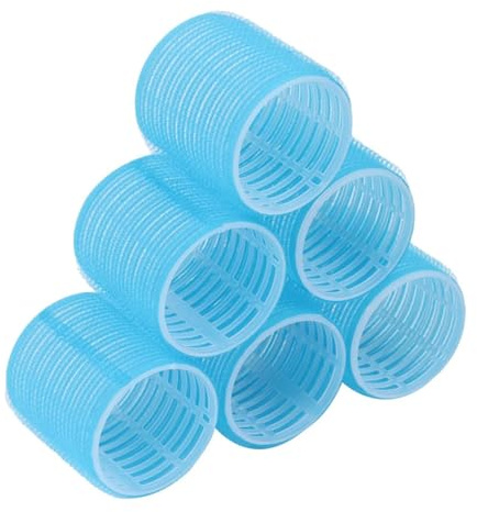 Bigoudis auto-adhésifs sans chaleur, outils de coiffure, bigoudis for Salon de coiffure, taille Jumbo, bigoudis collants for coiffure, 6 pièces/paquet Bigoudis Cheveux(Blue)