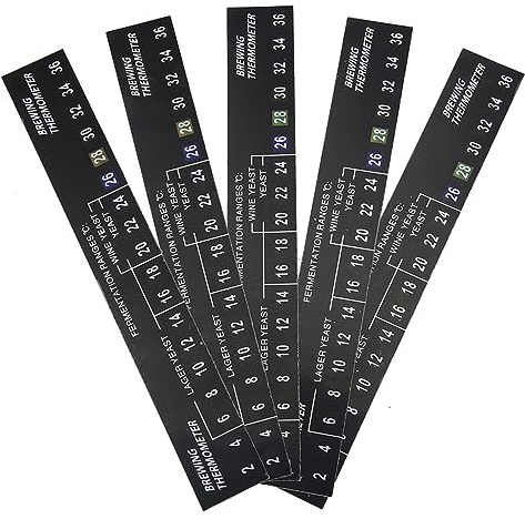 HAOHIZE ﻿5pcs Beer Thermometer Stick on Brewing Adhesive LCD Thermometer Strip Sticker for Homebrew Beer Wine Brewing Wine and Fermentation