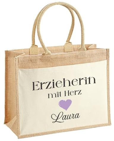 LIEBTASTISCH Jutetasche Shopper personalisiert bedruckt mit verschiedenen Berufen - Einkaufstasche stilvoll & praktisch-Jute-Tasch Jutetasche