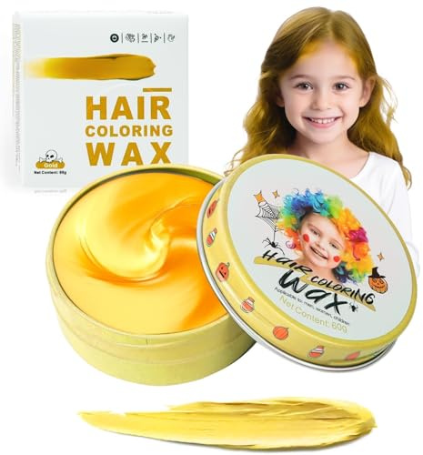 Temporary Hair Color Wax Golden for Kids, Washable Colored Hairstyle Dye Mud, Disposable Instant Styling Gold Pomade for Girls Boys, DIY Coloring Blonde Gel Cream for Women Men Cosplay Halloween