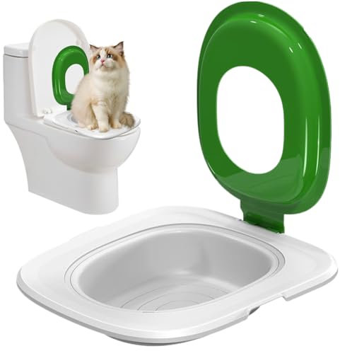 Kit d'entraîneur de Toilettes pour Chats, kit d'entraînement de Toilettes en Double Couches avec Plateau détachable, entraîneur de litière de Chats de Toilette réutilisable, réutilisable