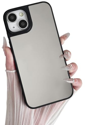 ZTOFERA Hülle für iPhone 15, Luxus Spiegel Makeup Hülle Kristallklare Helle Rückseite Weiches TPU und Hartes PC Schmale Hülle Volle Kameralinse Stoßfest Kratzfest für iPhone 15 6,1 – Schwarz