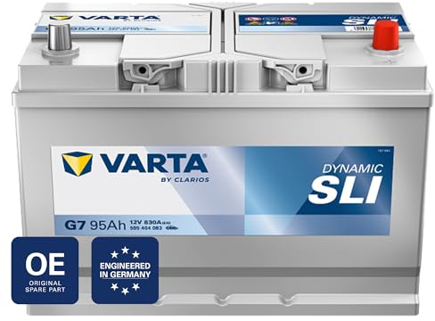 VARTA Automotive DYNAMIC SLI (G7) 12V 95Ah 830A - Nassbatterie KFZ mit Standardausstattung & ohne Start-Stopp System - Starterbatterie für einfachen Energiebedarf - Bleisäurebatterie wartungsfrei