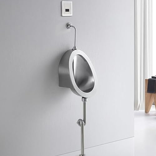 FANGQMM Urinal aus Edelstahl 304, Spülurinal für Herren, Urinal-Badezimmertoilette für Erwachsene im Haushalt/gewerblichen Bereich mit automatischem Spülsystem für den Einsatz,GroudDrainage