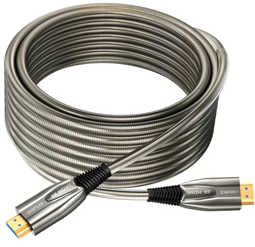 Ploiwue Cables HDMI de fibra óptica de 1 m, 8 K, 48 Gbps, con revestimiento de armadura de metal, cable HDMI 2.1 de ultra alta velocidad, 8K a 60 Hz, 4K a 120 Hz, compatible con PlayStation 5 PC HDTV