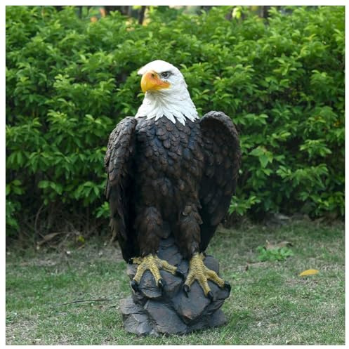 Weißkopfseeadler Garten Statue, Gartendeko Adler Deko, Gartenfiguren Deko für Draußen, Harz Statue, Bauernhof Deko, Wasserdicht, Geschenk für Haus, Hof, Rasen, Balkon Dekoration