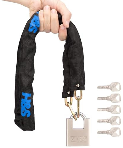 OBD Bike Chain Lock with Padlock (4 Keys) Heavy Duty Motorcycle & Scooter Lock with High Security Chain for Motorcycle Scooter Door Gate Fence (6mm Dia x 1000mm Length)