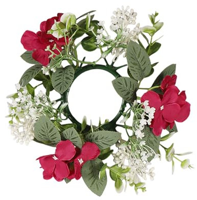 Tropfschutz kommunionkerze，Kerzenringe Kleine Künstliche Kränze Tropfenfänger für Kerzen，4-5 cm Durchmesser Dekokränze Dekorative Kerzenkränze für KommunionTaufe Hochzeiten Stabkerzen (Red, 25CM 25CM)