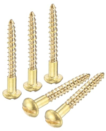 M METERXITY 20-Pack Wood Screws, M2 x 18mm Brass Slotted Round Head Self-Tapping Screw Indoor Fasteners for Woodworking/Furniture Repair/Industry/Gardening/DIY Crafts Decorative Screws