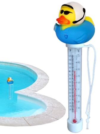 Schwimmendes Poolthermometer, Cartoon-Ente Pool Wasserthermometer Pool Thermometer Schwimmend Easy Read Schwimmbadthermometer Mit Seil Für Innen Und Außen, Pool, Spas, Eisbad & Aquarien