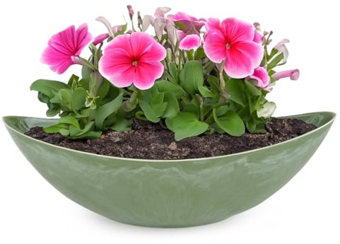 Ovale Pflanzschale als große 39 cm Vintage Outdoor Deko-Schale grün
