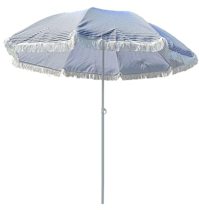 Ombrellone a Righe Boho per Patio, Giardino, Spiaggia, Prato, ombrellone da Tavolo per Esterni da 6,6 Piedi con Regolazione dell'altezza, 8 Stecche robuste, Protezione UV
