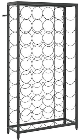 Eleganz Casier à vin pour 45 bouteilles en fer forgé avec revêtement par pulvérisation - Étagère de rangement stable pour cave ou salon - 54 x 18 x 100 cm - Noir