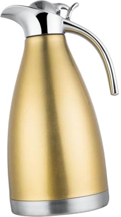 Ipetboom Pichet Isotherme Inox avec Double Paroi Vide Bouteille Thermique Élégante pour Boissons Chaudes Pot Sous Vide et Étanche pour Café et Thé Au Quotidien Couleur Jaune