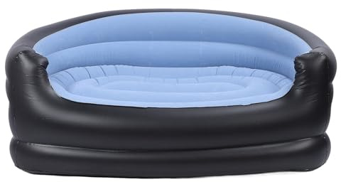 Alomejor Aufblasbares Sofa aus Weichem PVC und Samtmaterial, Tragbares Aufblasbares Design für Komfortables Sitzerlebnis, Strand, Camping, Picknick, Heimdekoration (Blue)