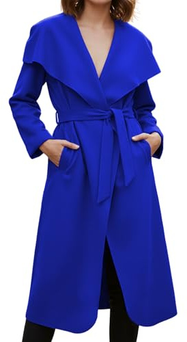 janisramone® Women’s Italian Waterfall Duster Coat, Premium Long Belted Trench Jacket, Stylish Warm Winter Cardigan for Ladies Outerwear UK Sizes 8-22