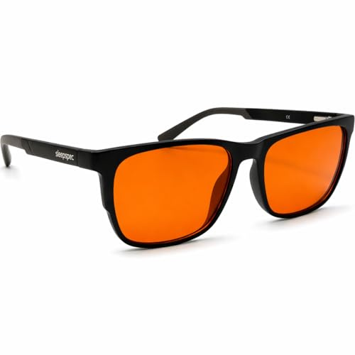 SleepSpec Night Time Blue Light Blocking Glasses | Deep Amber Orange Sleep Glasses for Men & Women | Filters 98% of Blue Green Light 400-520nm | Lightweight TR90 for Evening Screen Use, Gaming & TV