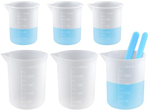 6 Piezas Tazas Medidoras de Silicona, 100ml/250ml Vaso Medidor Silicona con Escala Precisa, Vasos Medidores Antiadherentes, Vasos Medidores de Silicona para Manualidades de Bricolaje | Vasos Medidores con Escala Precisa Antiadherentes, Vasos Medidores de Silicona para Manualidades de Bricolaje